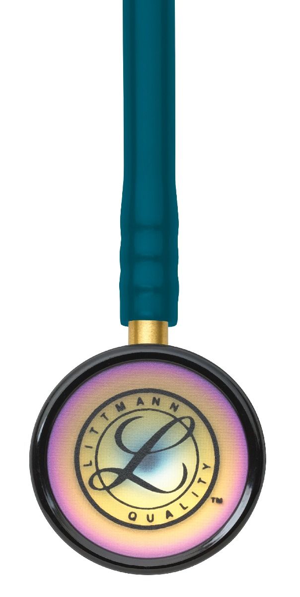 #2153 3M™ Littmann® Classic II Pediatric Stethoscope, Rainbow-finish Chestpiece, Caribbean Blue Tube, 28 inch