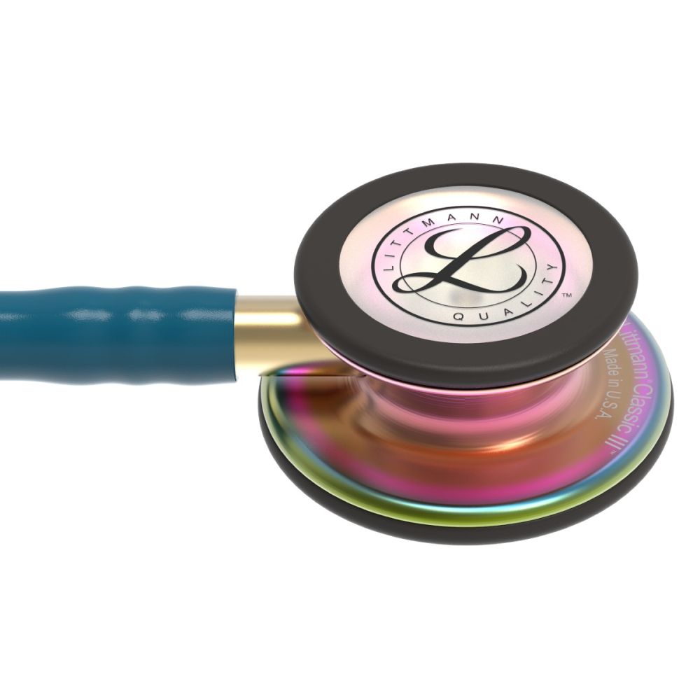 #5807 3M™ Littmann® Classic III™ Monitoring Stethoscope, Rainbow-Finish, Caribbean Blue Tube, 27 inch