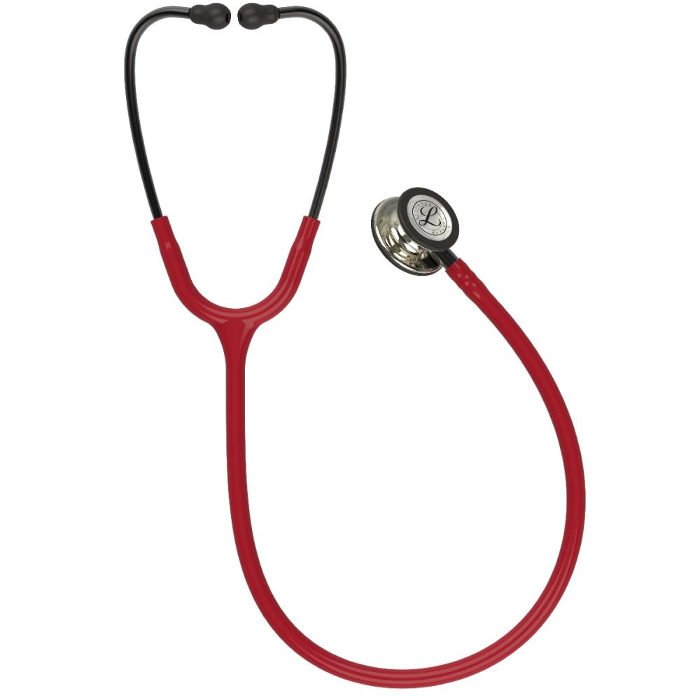 #5864 3M™ Littmann® Classic III™ Monitoring Stethoscope Champagne-Finish Chestpiece, Burgundy Tube, Smoke Stem and Headset, 27 Inch