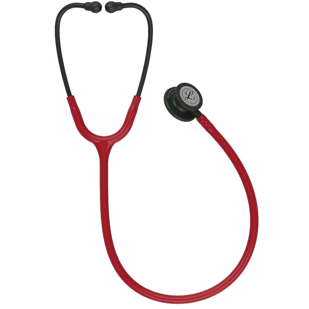 #5868 3M™ Littmann® Classic III™ Monitoring Stethoscope, Black-Finish Chestpiece, Burgundy Tube, 27 inch