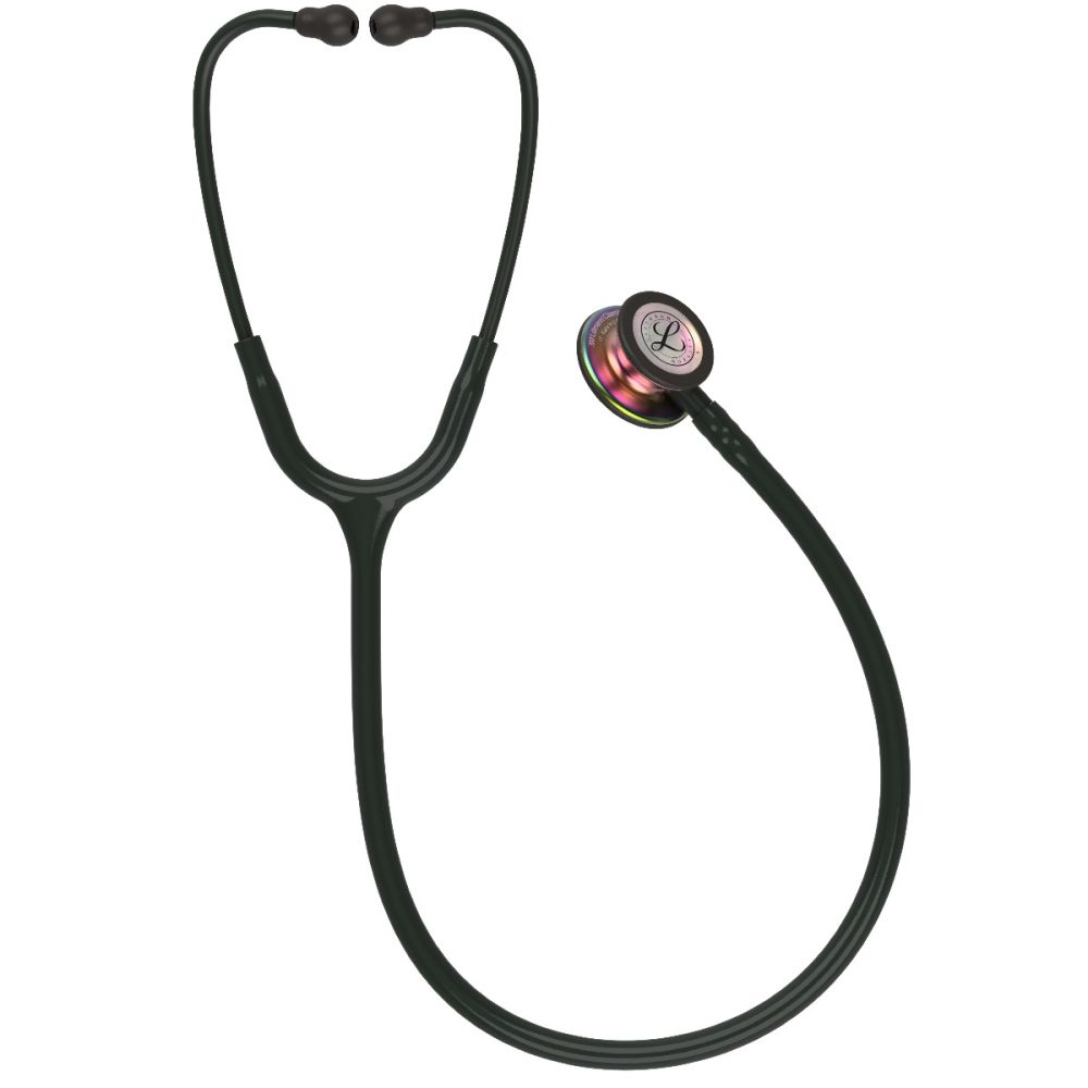 #5870 3M™ Littmann® Classic III™ Monitoring Stethoscope, Rainbow-Finish Chestpiece, Black Tube, 27 inch