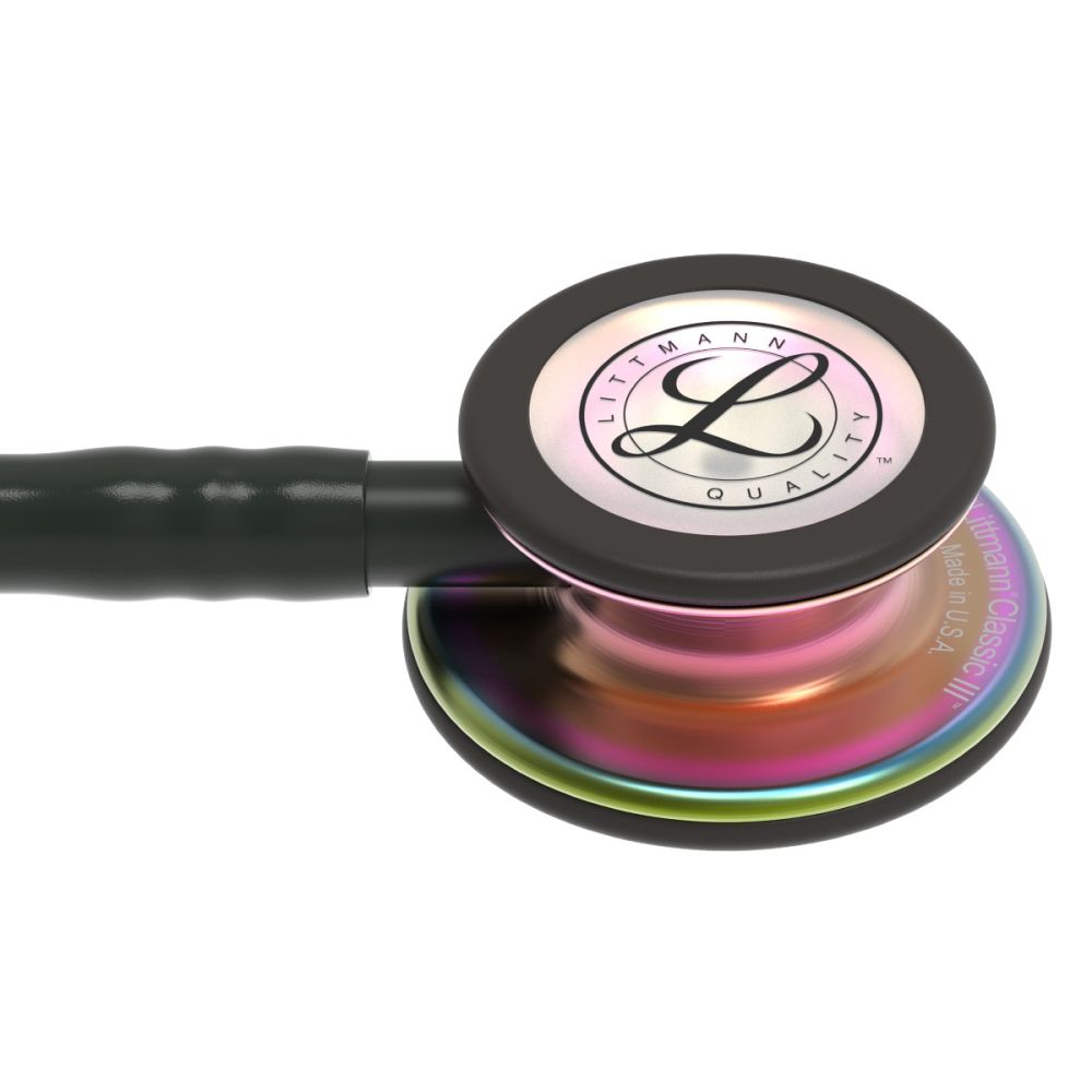 #5870 3M™ Littmann® Classic III™ Monitoring Stethoscope, Rainbow-Finish Chestpiece, Black Tube, 27 inch