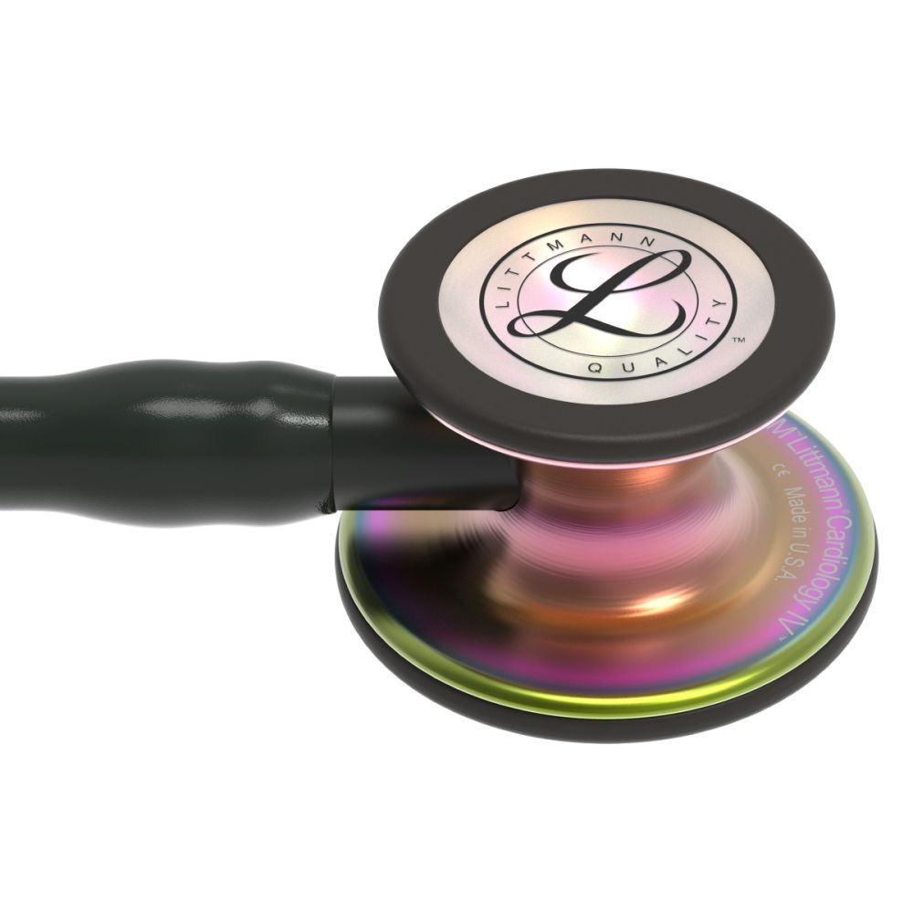 #6165 3M™ Littmann® Cardiology IV™ Diagnostic Stethoscope, Rainbow-Finish Chestpiece, Black Tube, Stem and Headset, 27 inch