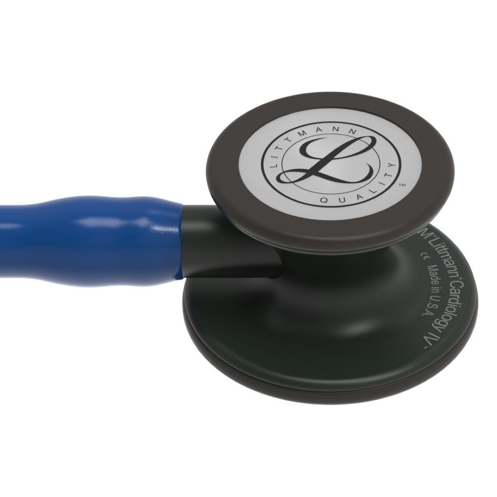 #6168 3M™ Littmann® Cardiology IV™ Diagnostic Stethoscope, Black-Finish Chestpiece, Navy Blue Tube, Black Stem and Headset, 27 inch
