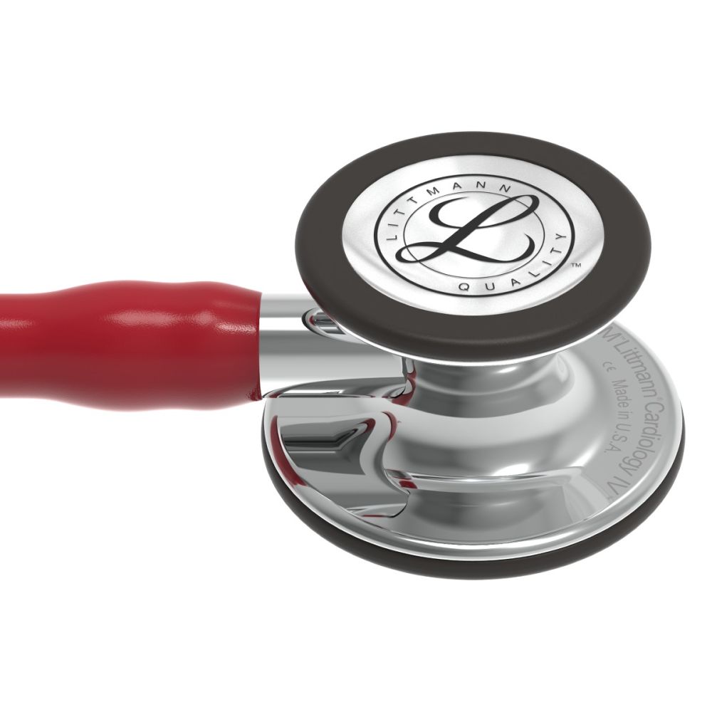 #6170 3M™ Littmann® Cardiology IV™ Diagnostic Stethoscope, Mirror-Finish Chestpiece, Burgundy Tube, Stainless Headset, 27 inch