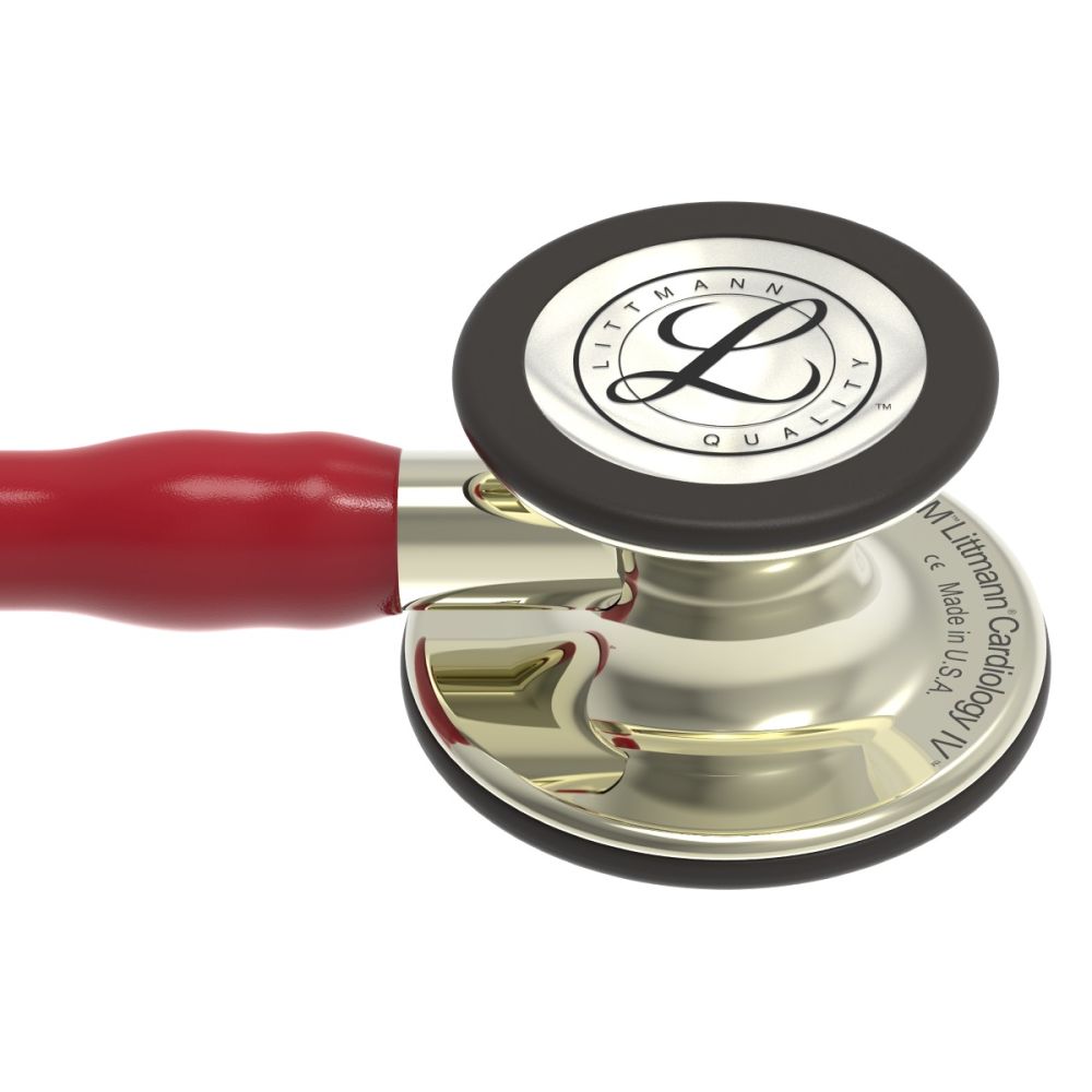 #6176 3M™ Littmann® Cardiology IV™ Diagnostic Stethoscope, Champagne-Finish Chestpiece, Black Headset, Burgundy Tube, 27 Inch