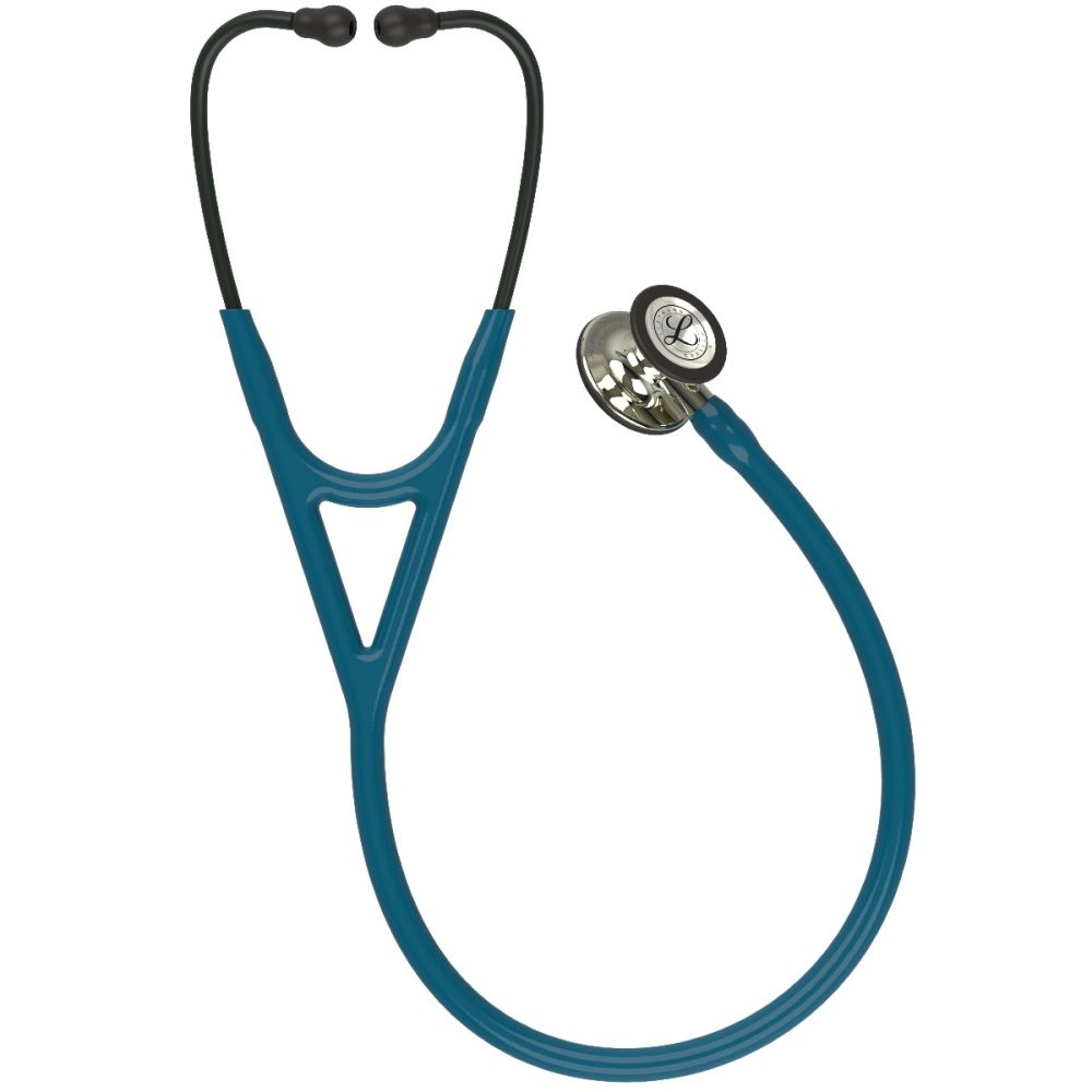 #6190 3M™ Littmann® Cardiology IV™ Diagnostic Stethoscope, Champagne-Finish Chestpiece, Caribbean Blue Tube, Black Headset, 27 Inch