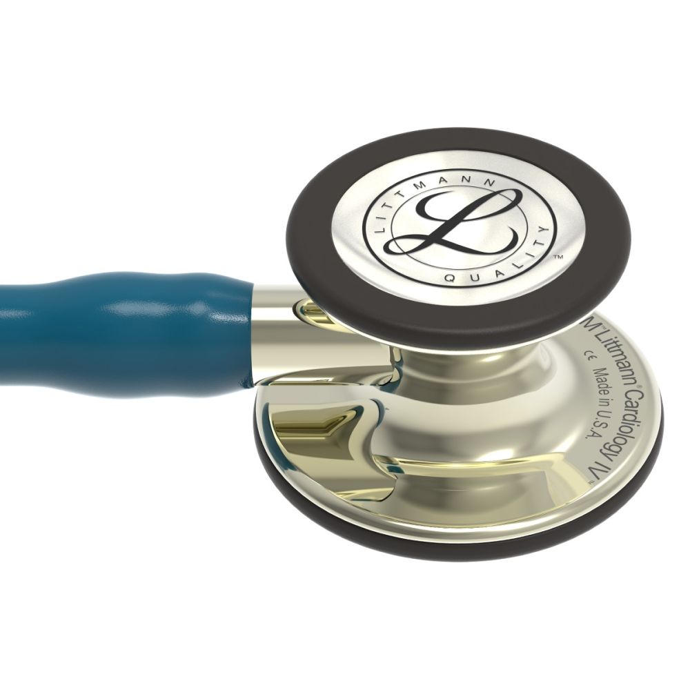 #6190 3M™ Littmann® Cardiology IV™ Diagnostic Stethoscope, Champagne-Finish Chestpiece, Caribbean Blue Tube, Black Headset, 27 Inch