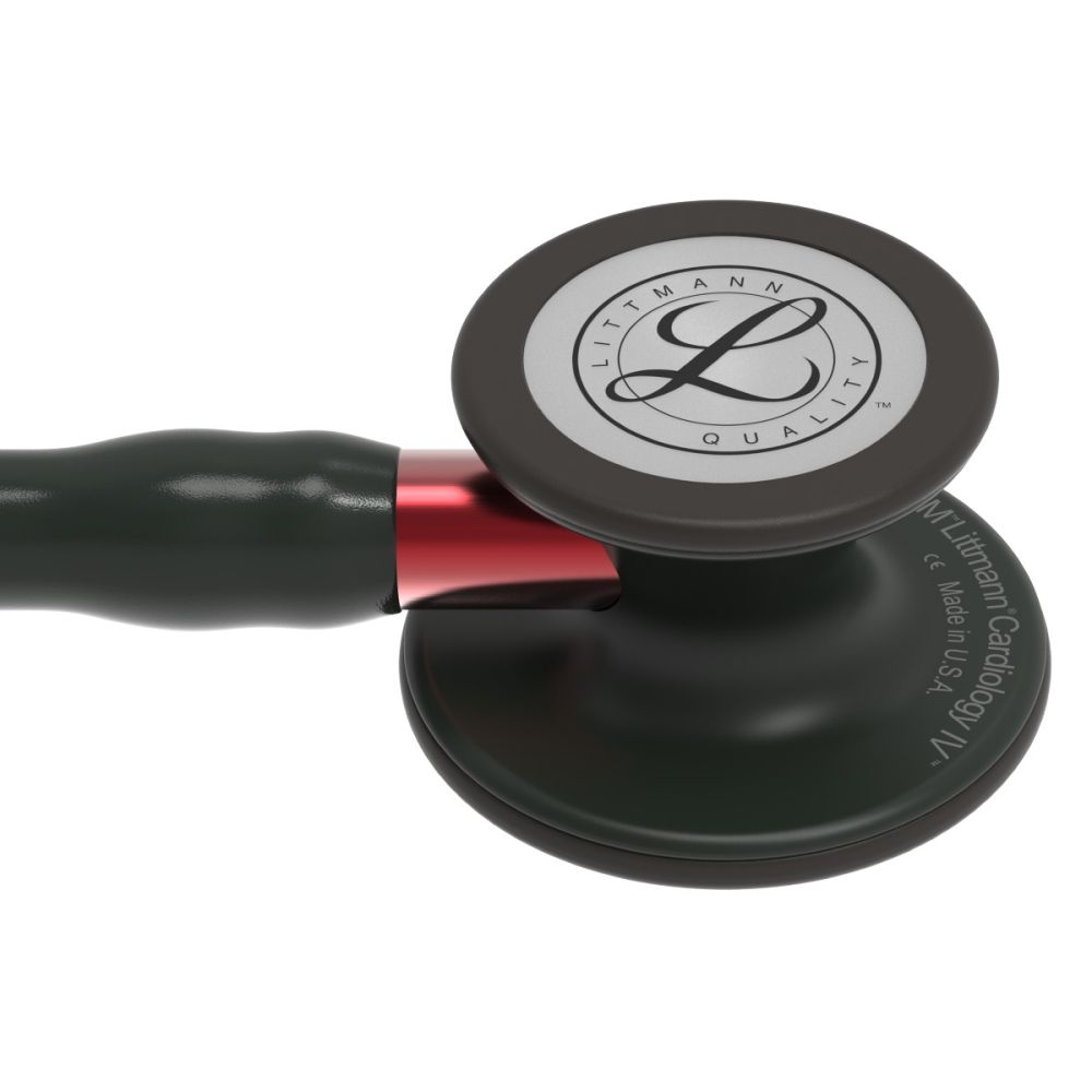 #6200 3M™ Littmann® Cardiology IV™ Diagnostic Stethoscope, Black-Finish Chestpiece, Black Tube, Red Stem and Black Headset, 27 inch