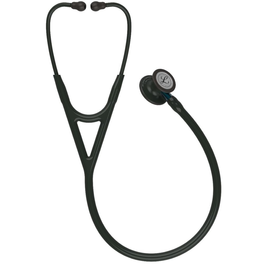#6201 3M™ Littmann® Cardiology IV™ Diagnostic Stethoscope, Black-Finish Chestpiece, Black Tube, Blue Stem and Black Headset, 27 inch