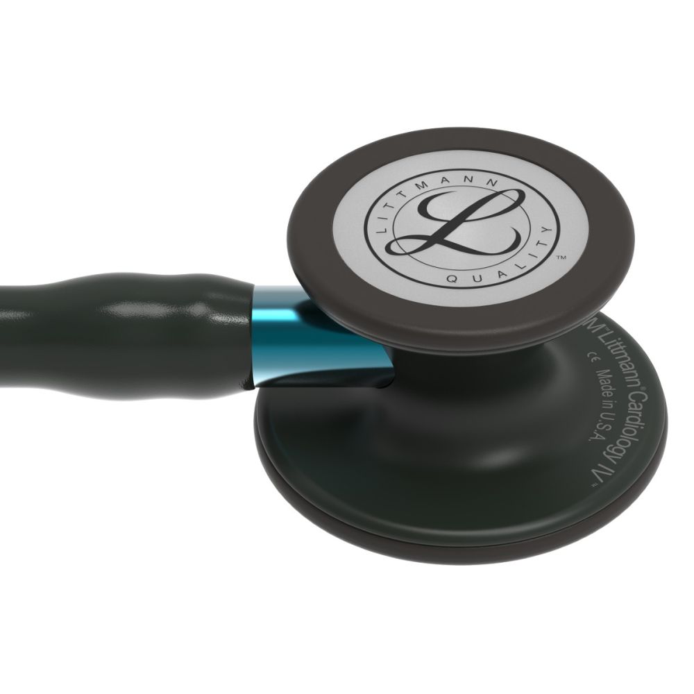 #6201 3M™ Littmann® Cardiology IV™ Diagnostic Stethoscope, Black-Finish Chestpiece, Black Tube, Blue Stem and Black Headset, 27 inch