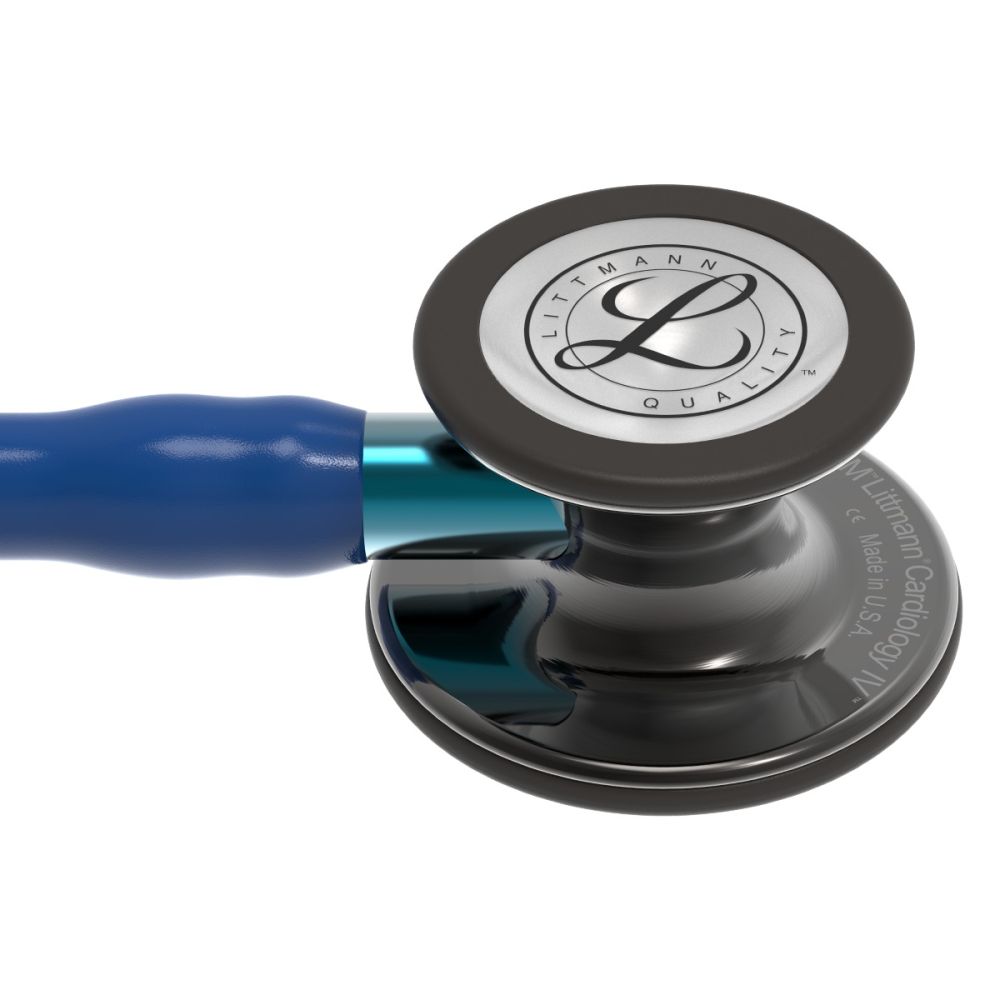 #6202 3M™ Littmann® Cardiology IV™ Diagnostic Stethoscope, High Polish Smoke-Finish Chestpiece, Navy Tube, Blue Stem and Black Headset, 27 inch