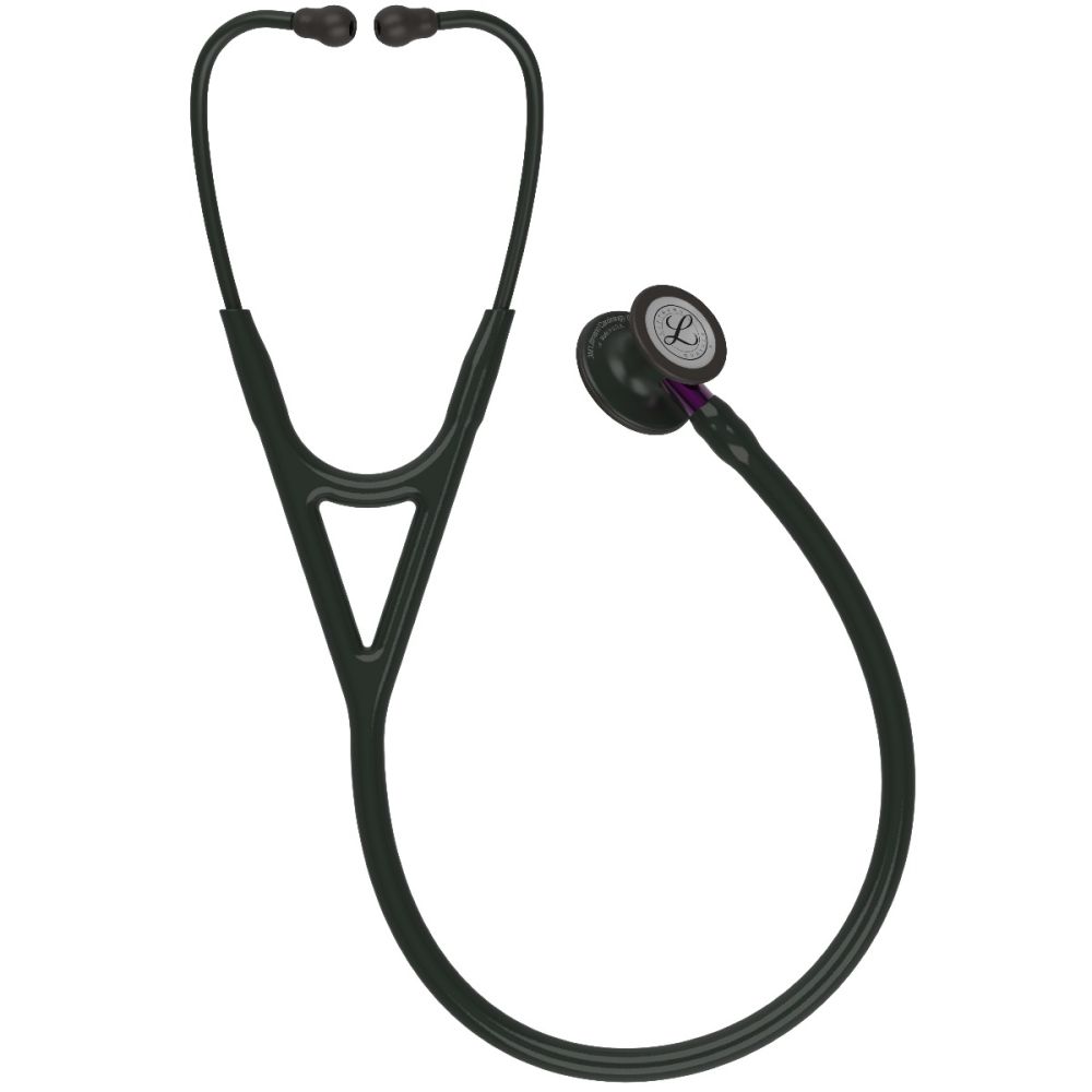#6203 3M™ Littmann® Cardiology IV™ Diagnostic Stethoscope, Black-Finish Chestpiece, Black Tube, Violet Stem and Black Headset, 27 inch