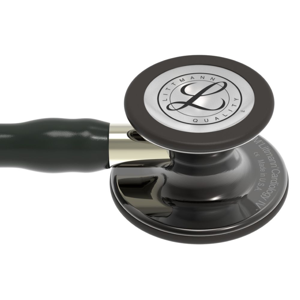 #6204 3M™ Littmann® Cardiology IV™ Diagnostic Stethoscope, High Polish Smoke-Finish Chestpiece, Black Tube, Champagne Stem and Black Headset, 27 inch