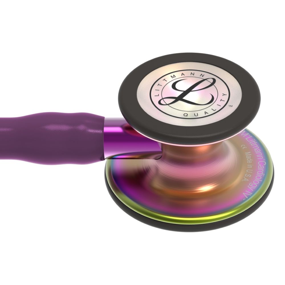 #6205 3M™ Littmann® Cardiology IV™ Diagnostic Stethoscope, Rainbow-Finish Chestpiece, Plum Tube, Violet Stem and Black Headset, 27 inch