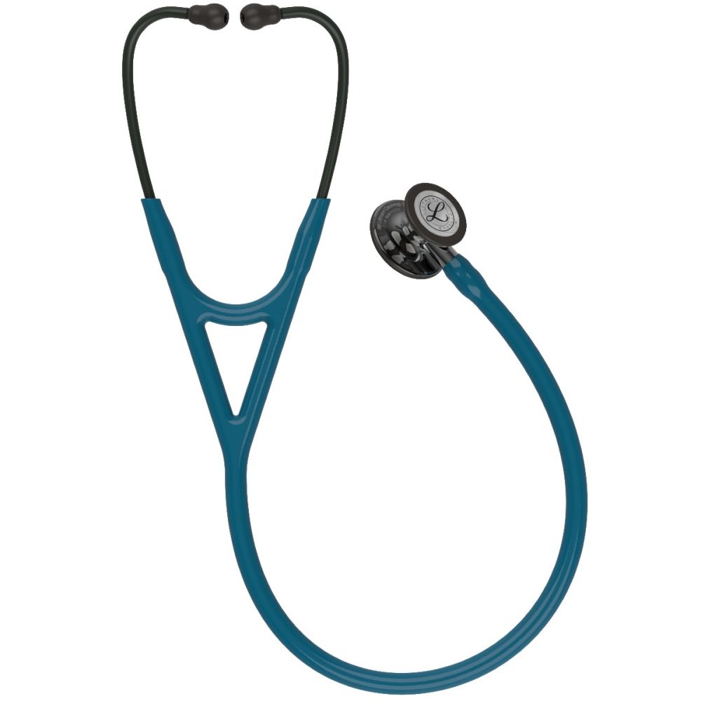 #6234 3M™ Littmann® Cardiology IV™ Diagnostic Stethoscope, High Polish Smoke-Finish Chestpiece, Caribbean Blue Tube, Mirror Stem and Black Headset, 27 inch