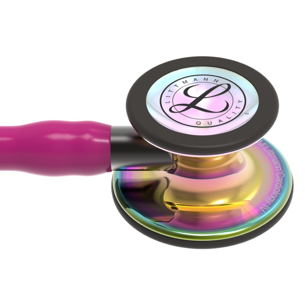 #6241 3M™ Littmann® Cardiology IV™ Diagnostic Stethoscope, High Polish Rainbow Chestpiece, Raspberry Tube, Smoke Stem and Smoke Headset, 27 inch