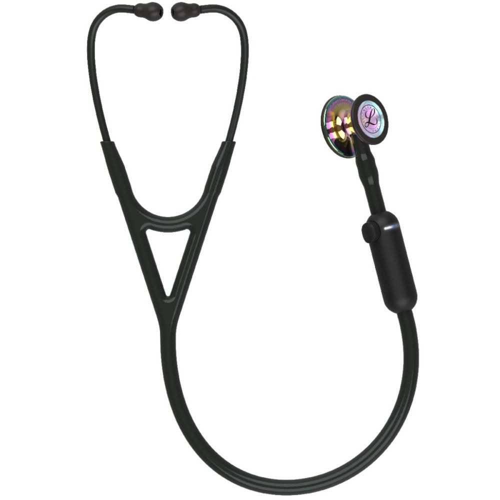 #8570 3M™ Littmann® CORE Digital Stethoscope, High Polish Rainbow Chestpiece Black Tube, Stem and Headset, 27 inch
