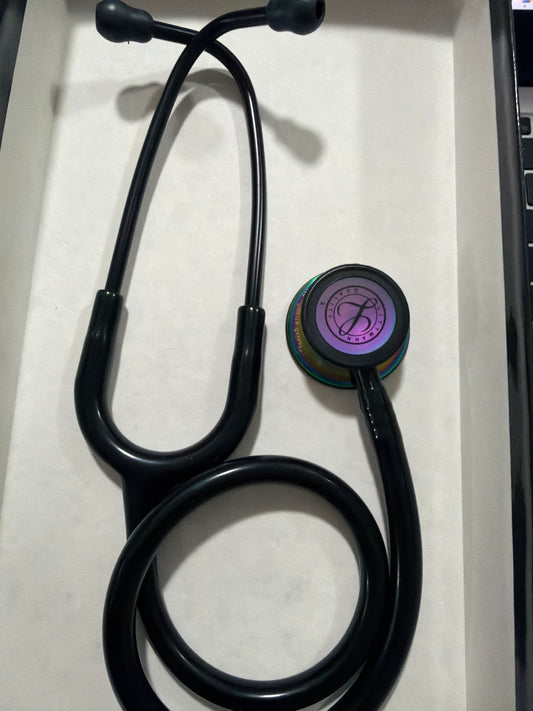 MISENGRAVED- BRANDNEW #5870 3M™ Littmann® Classic III™ Monitoring Stethoscope, Rainbow-Finish Chestpiece, Black Tube, 27 inch