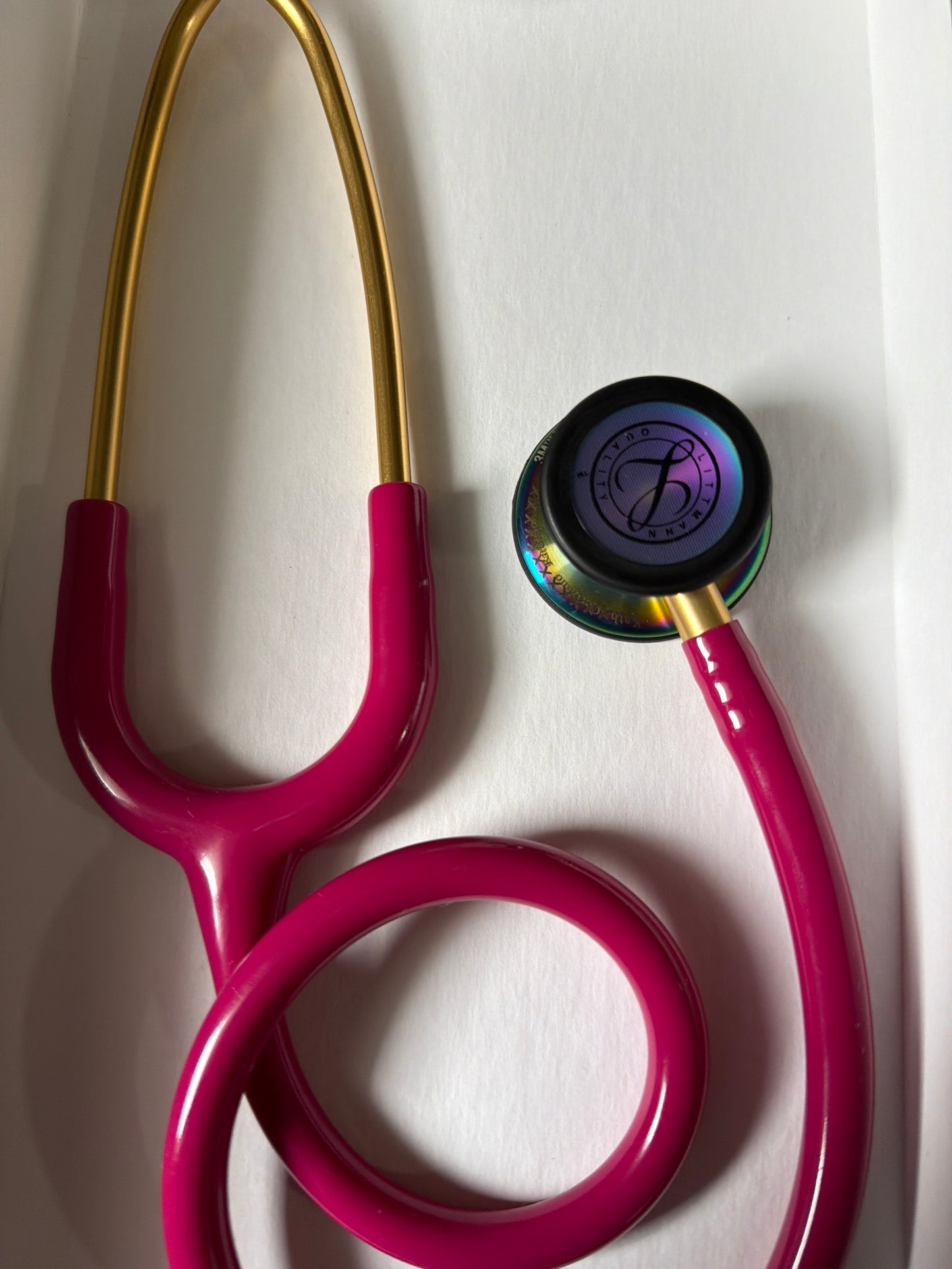 MISENGRAVED- BRANDNEW#5806 3M™ Littmann® Classic III™ Monitoring Stethoscope, Rainbow-Finish, Raspberry Tube, 27 inch