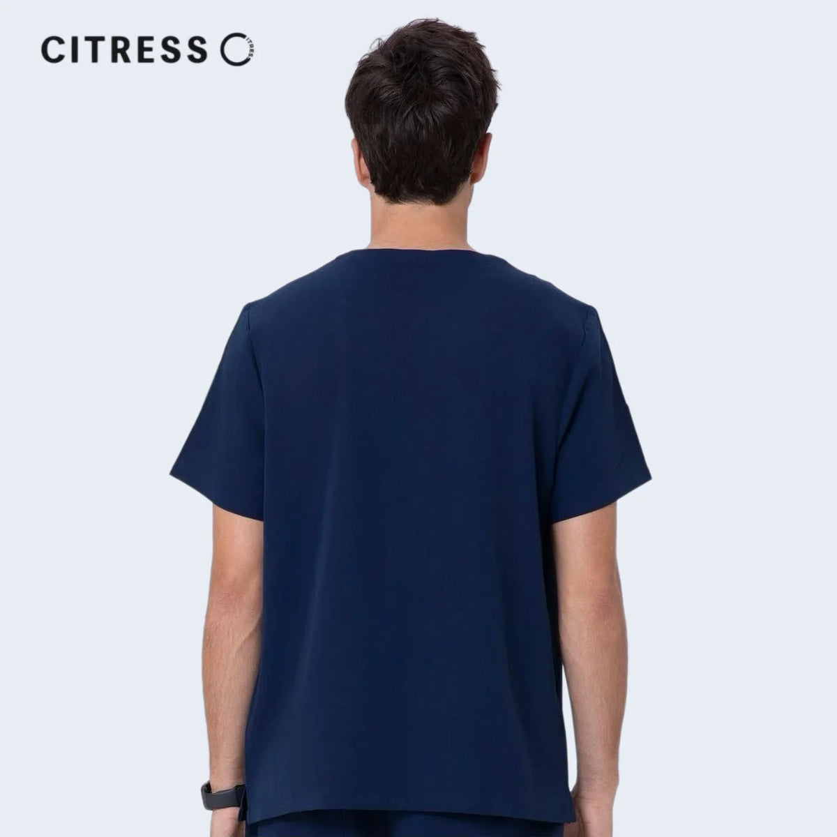 Men's V-Neck Navy Scrub Top — Premium Stretch & Wrinkle-Resistant Fabric