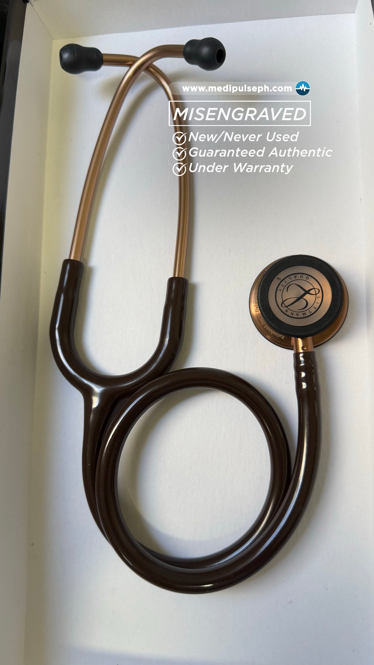 MISENGRAVED- BRANDNEW #5809 3M™ Littmann® Classic III™ Monitoring Stethoscope, Chocolate Copper Tube, 27 inch