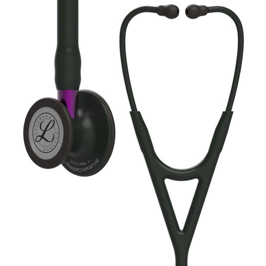 #6203 3M™ Littmann® Cardiology IV™ Diagnostic Stethoscope, Black-Finish Chestpiece, Black Tube, Violet Stem and Black Headset, 27 inch