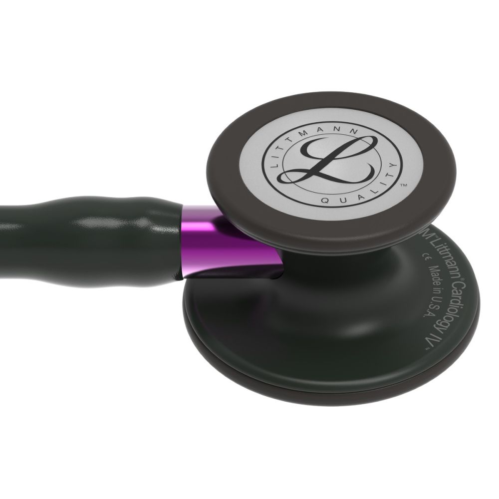 #6203 3M™ Littmann® Cardiology IV™ Diagnostic Stethoscope, Black-Finish Chestpiece, Black Tube, Violet Stem and Black Headset, 27 inch