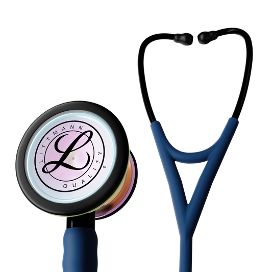 #6242C 3M™ Littmann® Cardiology IV™ Stethoscope, High Polish Rainbow Chestpiece, Satin Navy Tube, Black Stem and Black Headset, 27 inch