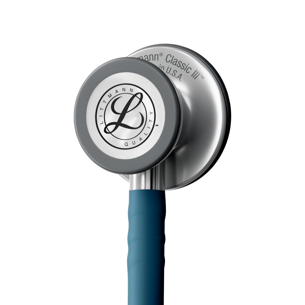 #5623C 3M™ Littmann® Classic III™ Stethoscope, Stainless-finish Chestpiece, Satin Caribbean Blue Tube, 27 inch