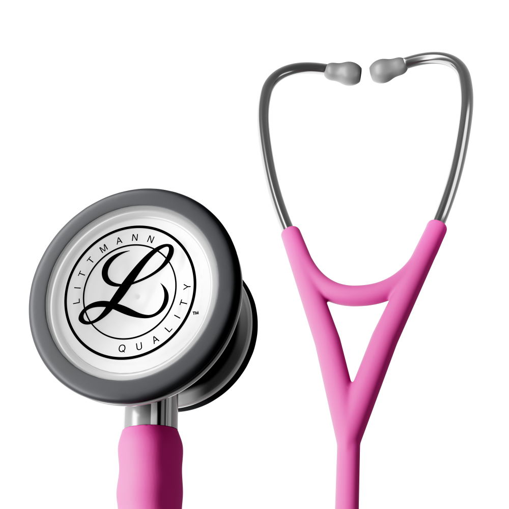 #6159C 3M™ Littmann® Cardiology IV™ Stethoscope, Stainless Steel Chestpiece, Satin Rose Pink Tube, 27 inch
